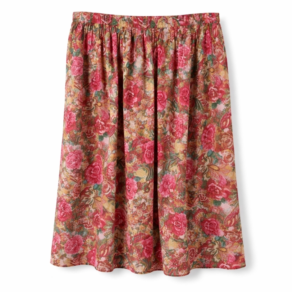 Caite Size M Floral Boho Midi Skirt 100% Rayon Artisan Made - Picture 5 of 10